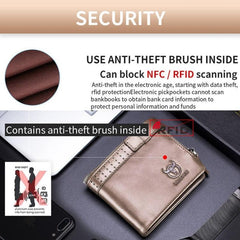 BULL CAPTAIN Men's Brush Leather Anti-Theft Wallet