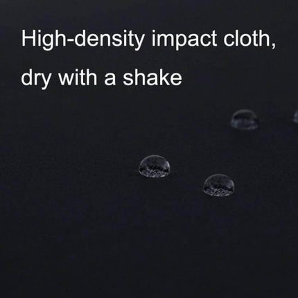 Parachase Automatic Three-Fold Umbrella with Wooden Handle showing water beads on high-density fabric, automatic open/close and compact wooden-handle design