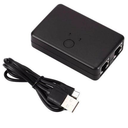 Network Switch for Sharing Internal and External Connections compact unmanaged no-power 2-port switch with USB cable for office and education