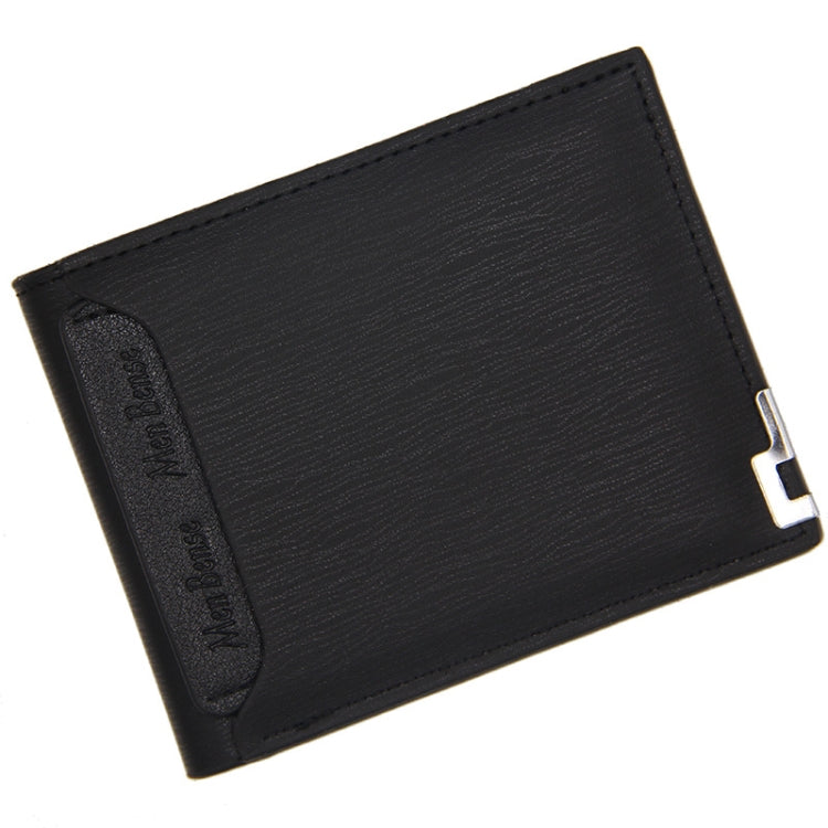 MenBense Short Fashion Leisure Iron Side Pumping Card Clip Wallet, Black, Dark Brown, Light Brown