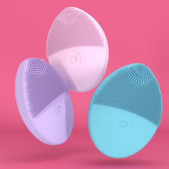 Compact Ultrasonic Facial Cleansing Brush with Mini Silicone Design