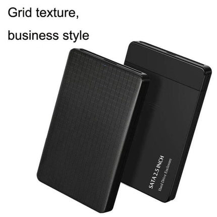 E39 Portable 2.5-Inch Hard Drive Enclosure for USB Storage with black grid texture, compact portable USB external HDD case