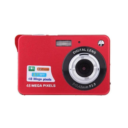 Vintage Digital Camera for Self-Portraits and Everyday Photos red compact camera with built-in delay timer and anti-shake