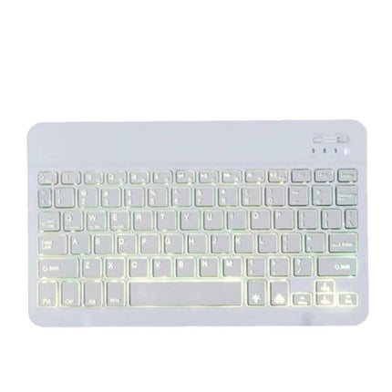 Compact 78-Key Backlit Bluetooth Keyboard for Phones and Tablets - slim white wireless keyboard with illuminated keys for travel and mobile productivity