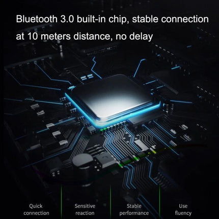 Compact 78-Key Backlit Bluetooth Keyboard for Phones and Tablets showing Bluetooth 3.0 chip and stable 10-meter connection