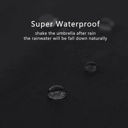 Parachase Large Wind-Resistant Folding Umbrella, Blue showing super waterproof fabric with water droplets beading on canopy