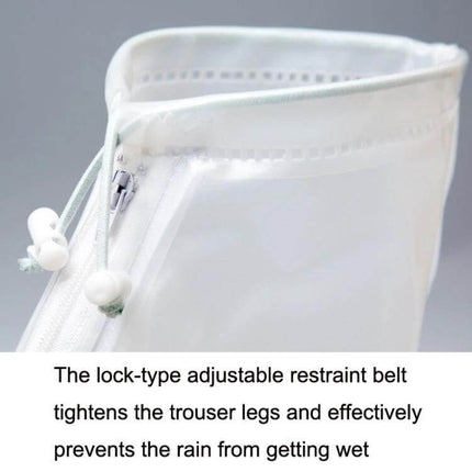 Waterproof Anti-Skid Shoe Covers for Rainy Outdoor Protection showing lock-type adjustable restraint belt to keep shoes dry