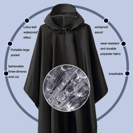 Waterproof Raincoat with Backpack for Hiking and Outdoor Adventures - lightweight hooded 210T polyester taffeta poncho with portable pocket, breathable waterproof design