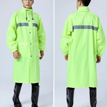 Reflective Adult Raincoat for Outdoor Riding and Larger Sizes in neon high-visibility waterproof design with reflective bands