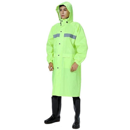 Reflective Adult Raincoat for Outdoor Riding and Larger Sizes - neon green waterproof hooded coat with reflective strip, breathable lining for commuters