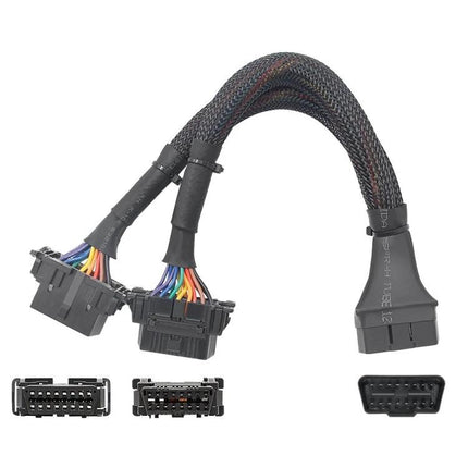 Extension Cable for Connecting Two Devices in Your Car — OBD2 Y-splitter cable with dual connectors for simultaneous diagnostics