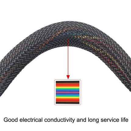 Extension Cable for Connecting Two Devices in Your Car – braided OBD2 extension cable showing multicolor internal wires for durability and conductivity
