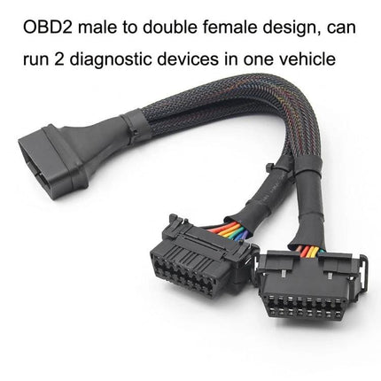 Extension Cable for Connecting Two Devices in Your Car - OBD2 male to double female diagnostic splitter cable