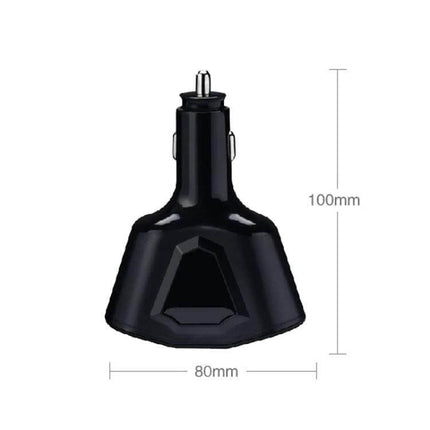 3.1A Dual USB Car Charger With Digital Display For Phones compact black dual-port car charger with digital voltage screen and dimensions 80x100mm