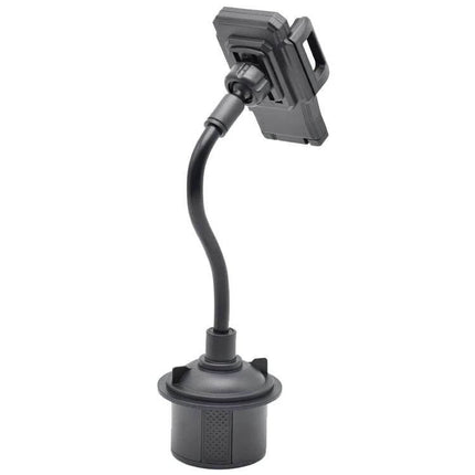 Car Cup Holder Bracket With Universal Phone Mount For In Car Navigation — black adjustable 360° rotating cup holder phone mount