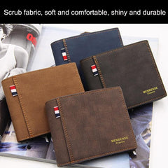 Men's Frosted PU Leather Tri-Fold Wallet - Vintage Style Large Capacity Card Holder