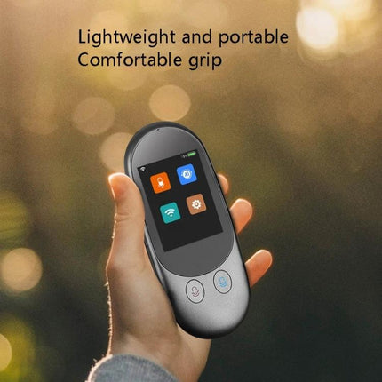 Compact Voice Translator for Travelers' Daily Interactions handheld device shown in hand, lightweight portable design for quick real-time speech and text translation
