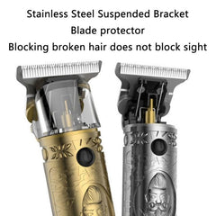 Vintage Stainless Steel USB Hair Clipper for Short and Bald Styles