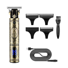 Vintage Stainless Steel USB Hair Clipper for Short and Bald Styles