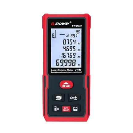 SNDWAY Handheld Laser Rangefinder for Everyday Distance Measurement - red handheld laser distance meter with large LCD and buttons