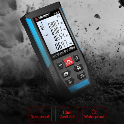 SNDWAY Handheld Laser Rangefinder for Distance Measurement measuring distances with clear LCD and rugged waterproof dustproof design