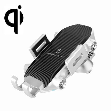 Car Wireless Charger With Suction Cup Phone Holder mounted on dashboard, adjustable arms and Qi wireless charging pad for hands-free navigation