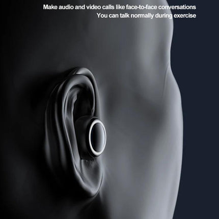 Single Ear Bluetooth Headset With Secure Ear Hook For Jogging shown on ear in black sporty close-up for calls and music