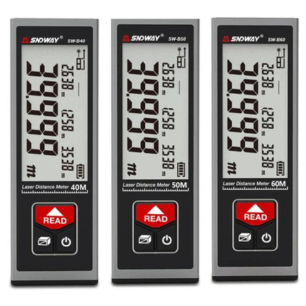 SNDWAY Bluetooth-Enabled Laser Distance Measurer for Home and Professional Use compact handheld device with large LCD and READ button