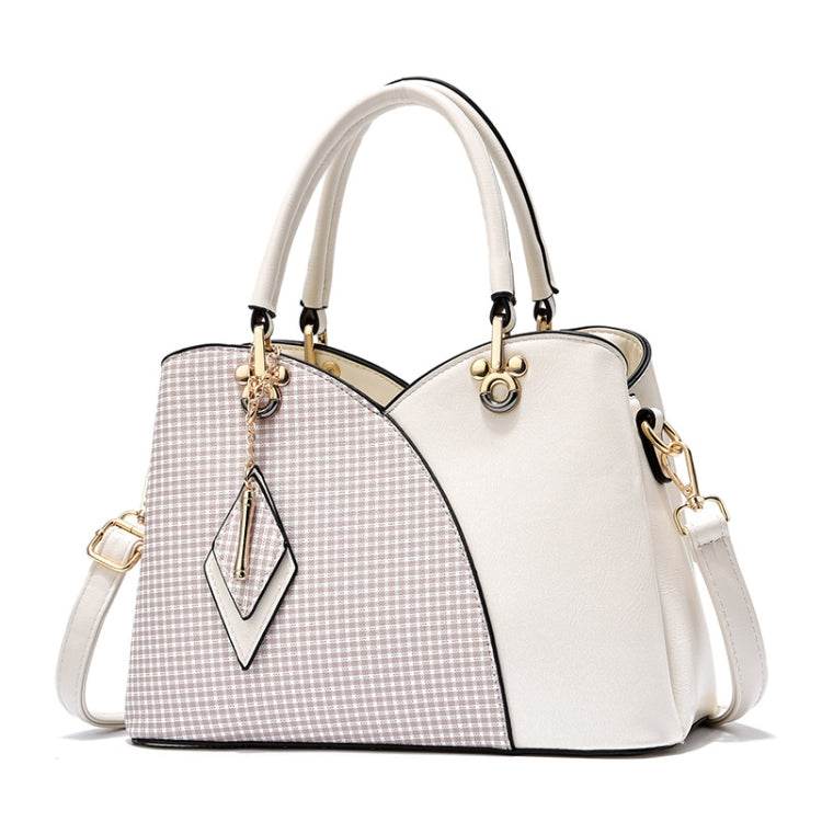 Lattice Texture Large Capacity Handbag in White Khaki Green Black Pink