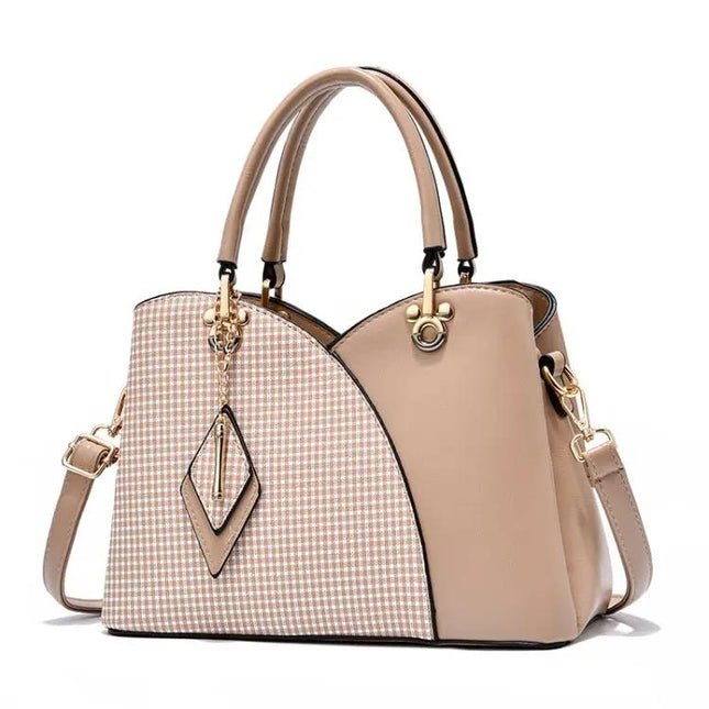 Lattice Texture Large Capacity Handbag White For Everyday Use