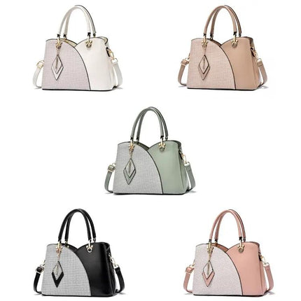 Lattice Texture Large Capacity Handbag White For Everyday Use