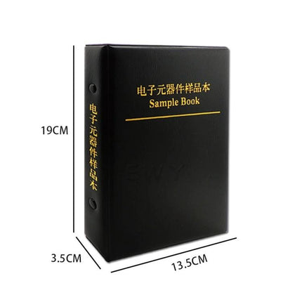 0402 SMD Capacitor Sample Book for Electronic Projects and Testing - compact black sample book with dimensions 19x13.5x3.5cm for prototyping and testing