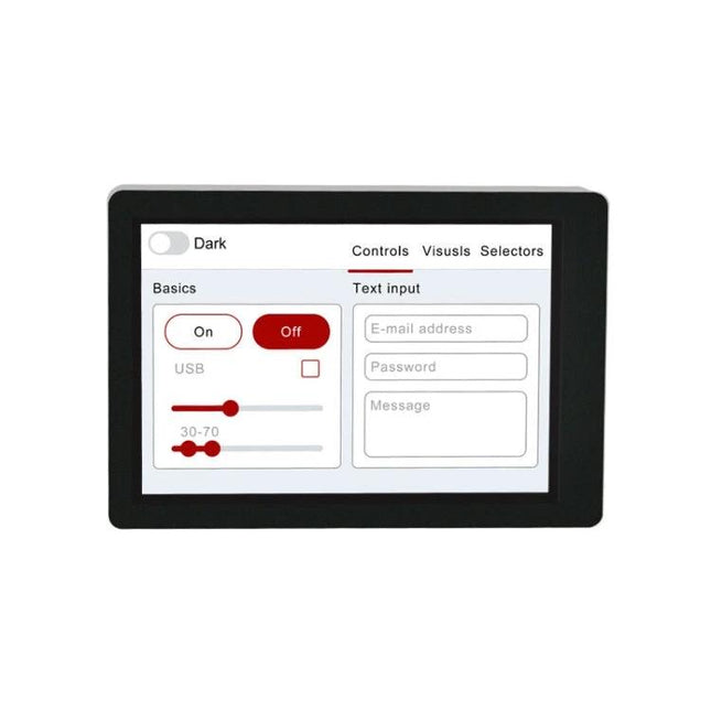 Lily Pi ESP32 Microcontroller Board with Raspberry Pi Compatibility touchscreen display showing UI controls for IoT device setup