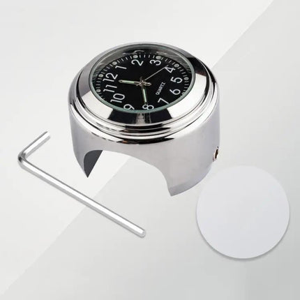 Aluminum Alloy Motorcycle Handlebar Clock Silver Shell For Riding