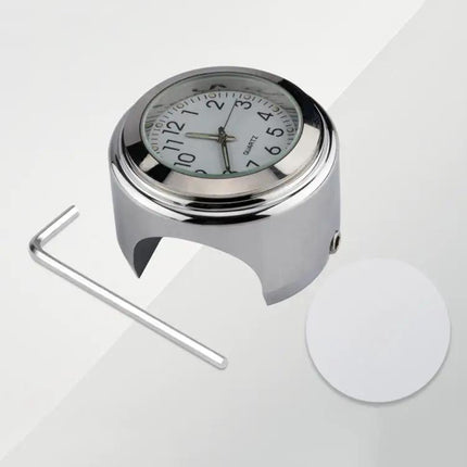 Aluminum Alloy Motorcycle Handlebar Clock Silver Shell For Riding