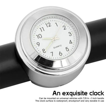 Aluminum Alloy Motorcycle Handlebar Clock Silver Shell For Riding
