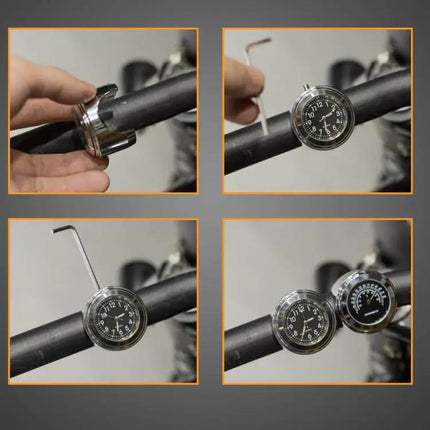 Aluminum Alloy Motorcycle Handlebar Clock Silver Shell For Riding