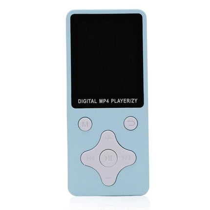 Ultra-Thin Portable MP4 Player for Music and Video Playback - light blue 1.8-inch TFT screen, playback buttons, FM radio and voice memo features