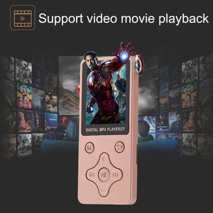 Ultra-Thin Portable MP4 Player for Music and Video Playback - rose gold 1.8-inch TFT video player with FM, photo browse, voice memo and playback controls