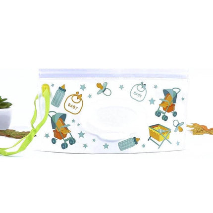 Baby EVA Wet Wipes Bag Portable For Travel Diaper Bag slim waterproof pouch with stroller print and handle for quick diaper changes