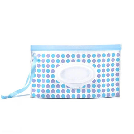 Baby EVA Wet Wipes Bag Portable For Travel Diaper Bag - Slim polka dot EVA pouch with handle and resealable wipe dispenser