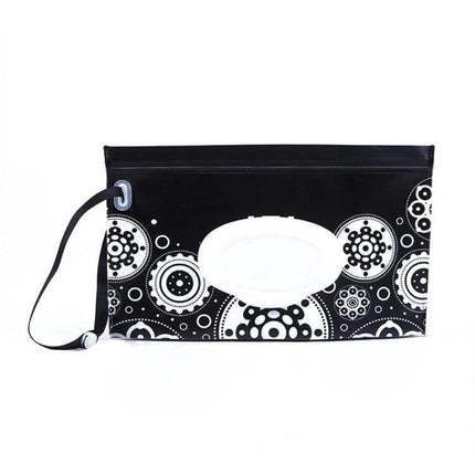 Baby EVA Wet Wipes Bag Portable For Travel Diaper Bag black patterned EVA pouch with handle for stroller and diaper bag
