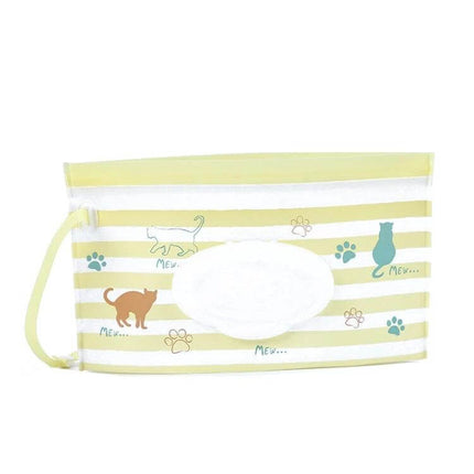 Baby EVA Wet Wipes Bag Portable For Travel Diaper Bag slim EVA pouch with cat print and handle for diaper bag