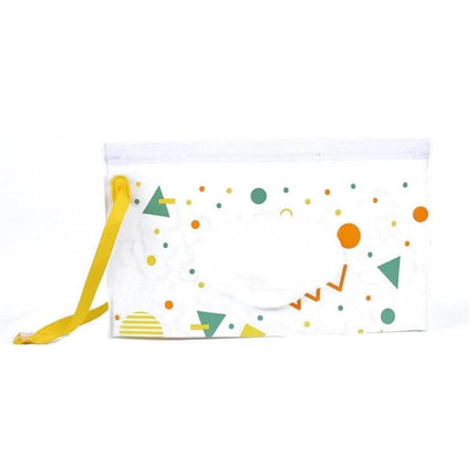 Baby EVA Wet Wipes Bag Portable For Travel Diaper Bag slim EVA pouch with geometric print and yellow handle for stroller or diaper bag