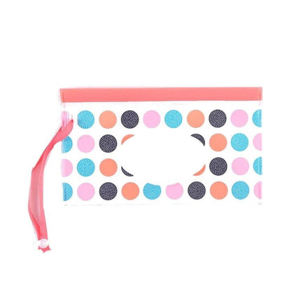 Baby EVA Wet Wipes Bag Portable For Travel Diaper Bag, dotted EVA wipe pouch with pink strap and resealable top