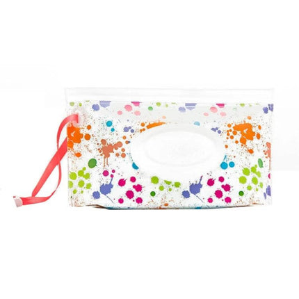 Baby EVA Wet Wipes Bag Portable For Travel Diaper Bag - Clear colorful splatter print pouch with handle for diapers and travel