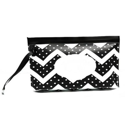 Baby EVA Wet Wipes Bag Portable For Travel Diaper Bag black chevron polka dot EVA pouch with handle