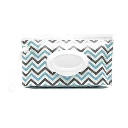 Baby EVA Wet Wipes Bag Portable For Travel Diaper Bag with chevron print, zip closure and built-in handle for stroller or diaper bag