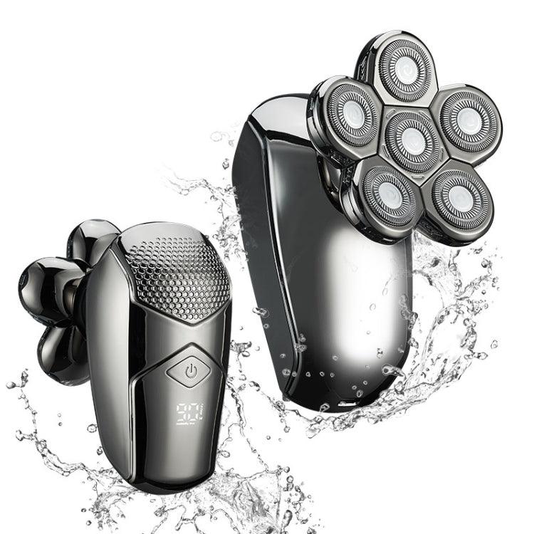 IPX7 Waterproof USB Rechargeable Six-Blade Electric Shaver with LCD Display