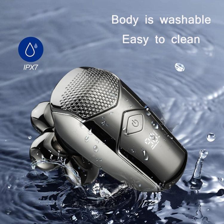 IPX7 Waterproof USB Rechargeable Six-Blade Electric Shaver with LCD Display